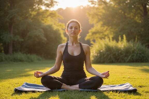 Image of a yoga practitioner in a serene pose, symbolizing balance and inner strength