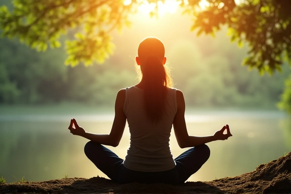 Image of a person meditating in a peaceful setting, representing mental clarity and well-being