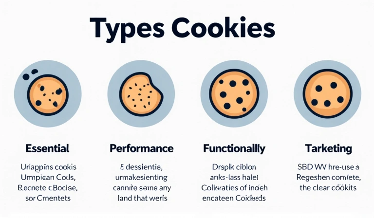 Diagram showing different types of cookies and their functions on a website
