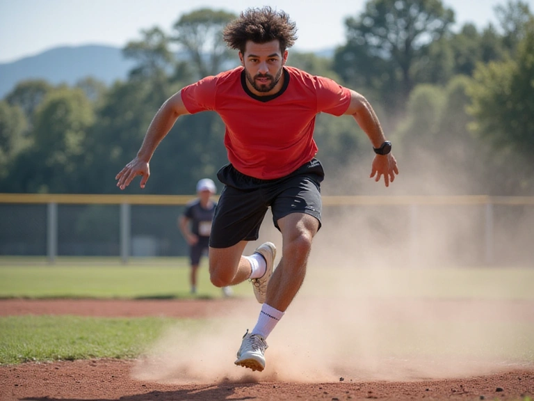 Athlete performing a powerful jump, dynamic motion blur, no text