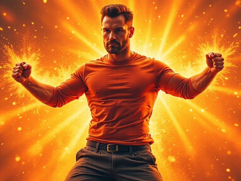 Dynamic image of a man engaged in high-intensity exercise, vibrant, energetic, no text