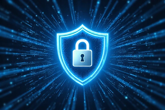 Illustration of data security with a shield and padlock